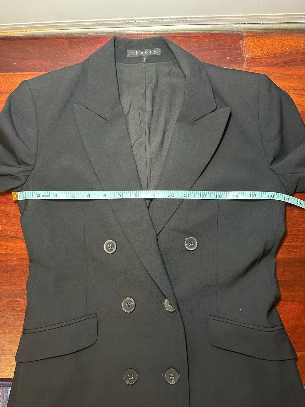 Theory Gilda Tailor 96% Wool Double Breasted Blazer in Black Size 2 - Picture 5 of 10